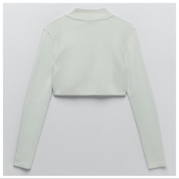 NWT. Zara Light Green Knit Crop Top. Size M. - Picture 6 of 9